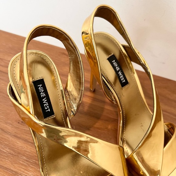 Nine West Golden Itzel dress mirrored heel sandals size 8 - Picture 3 of 9